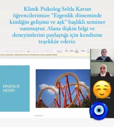 Ergenlik Döneminde Kimliğin Gelişimi ve Aşk Başlıklı Seminer Sunumu